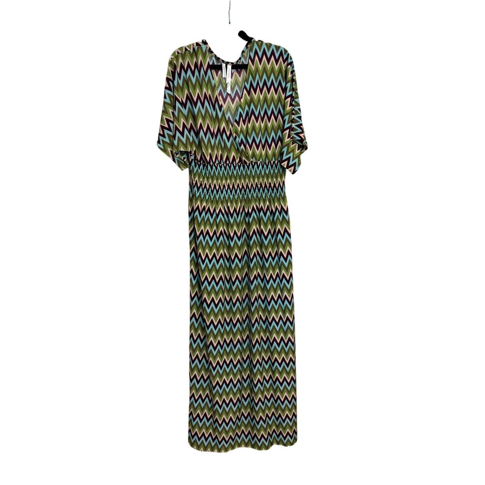 Christinalove green Chevron stretch long maxi dress sz Medium